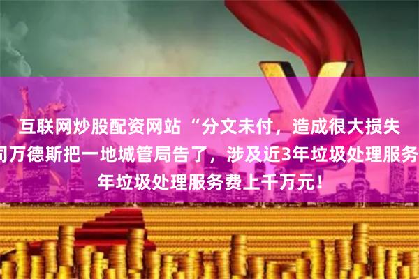 互联网炒股配资网站 “分文未付，造成很大损失”！上市公司万德斯把一地城管局告了，涉及近3年垃圾处理服务费上千万元！